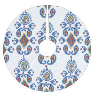 Saia Para Árvore De Natal De Poliéster Ikat Abstrato: Watercolor Oriental Motifs.