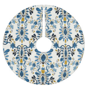 Saia Para Árvore De Natal De Poliéster Ikat tie-dye, tribal watercolor