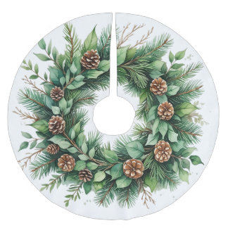 Saia Para Árvore De Natal De Poliéster Ilustração de Camisa com Pine Wreath e Cones