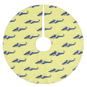 Saia Para Árvore De Natal De Poliéster Ilustração de cartoon de helicóptero da polícia