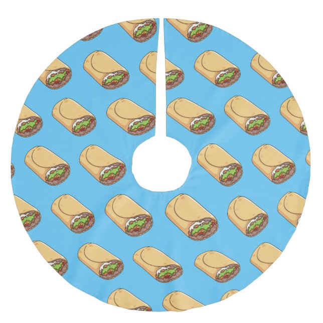 Saia Para Árvore De Natal De Poliéster Ilustração de desenho animado burrito (Frente)