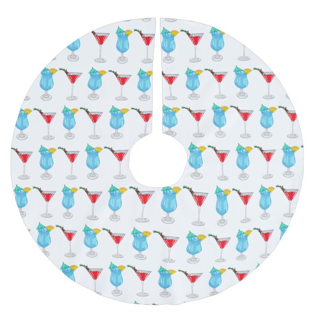 Saia Para Árvore De Natal De Poliéster Ilustração de desenho animado coquetel (Frente)