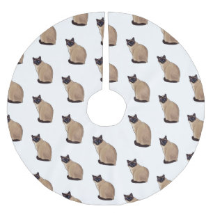 Saia Para Árvore De Natal De Poliéster Ilustração de desenho animado de gato siamês