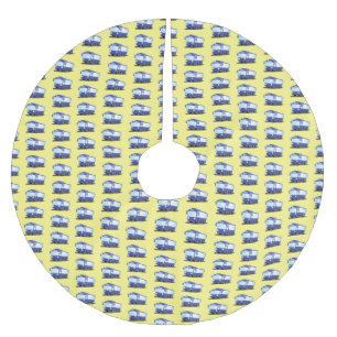 Saia Para Árvore De Natal De Poliéster Ilustração de desenho animado de ônibus moderno az