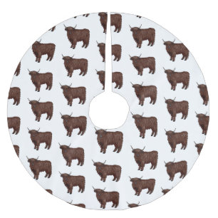 Saia Para Árvore De Natal De Poliéster Ilustração de desenho animado de vaca em terras al