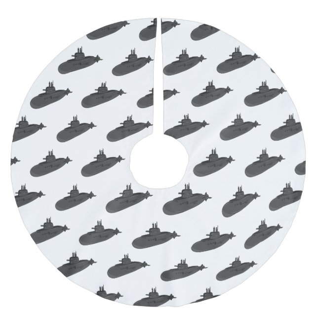 Saia Para Árvore De Natal De Poliéster Ilustração de desenho animado submarino (Frente)