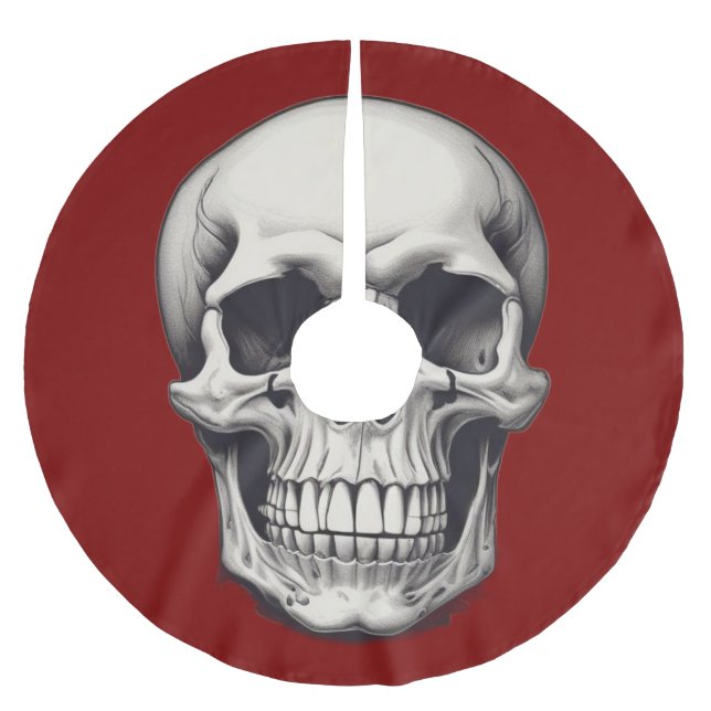 Saia Para Árvore De Natal De Poliéster Ilustração do crânio (Frente)