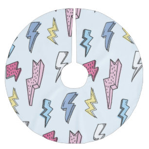 Saia Para Árvore De Natal De Poliéster Ilustração Vintage Thunder Seamless