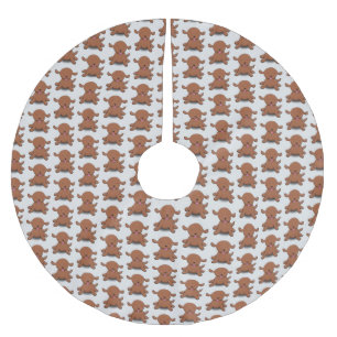 Saia Para Árvore De Natal De Poliéster Imagem de desenho animado de cachorro feliz e boni