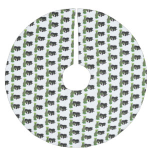 Saia Para Árvore De Natal De Poliéster Imagem de desenho animado de gato preto-pintado-pi