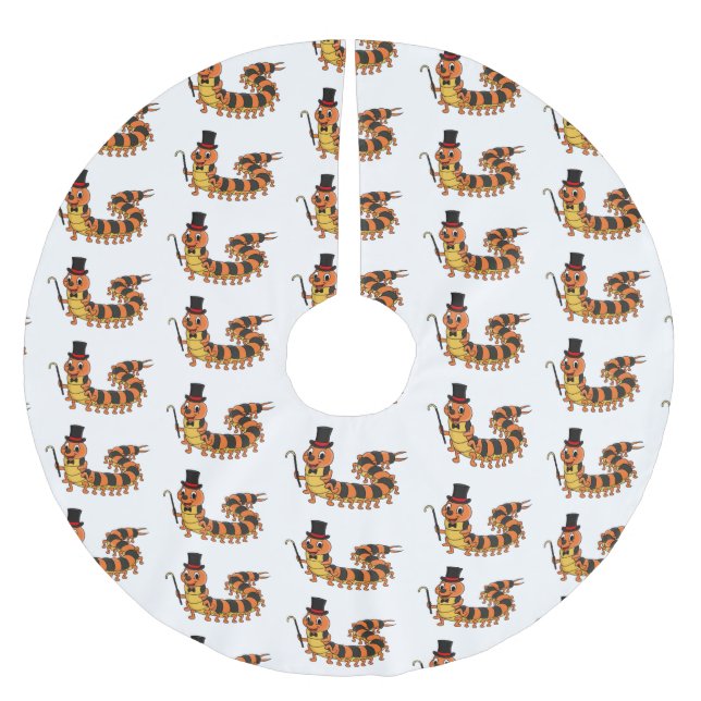 Saia Para Árvore De Natal De Poliéster Imagem de desenho animado em centopeia (Frente)