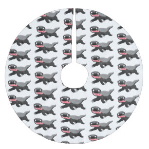 Saia Para Árvore De Natal De Poliéster Imagem de desenhos animados famintos e engraçados