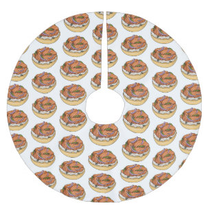 Saia Para Árvore De Natal De Poliéster Imagem do desenho animado do bagel de salmão