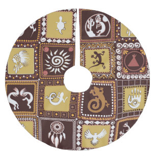 Saia Para Árvore De Natal De Poliéster Imitação de Arte Rock: Padrão de Vintage.