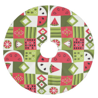 Saia Para Árvore De Natal De Poliéster Impressão de Arte de Elementos de Melancia Decorat
