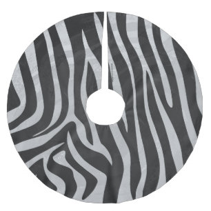Saia Para Árvore De Natal De Poliéster Impressão de Cinza Zebra Black and Light