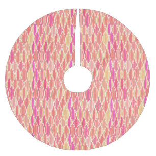 Saia Para Árvore De Natal De Poliéster Impressão de faixa de meados do século - rosa, cor