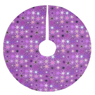 Saia Para Árvore De Natal De Poliéster Impressão de Starburst Moderno, Roxo Violeta e Orq