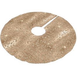Saia Para Árvore De Natal De Poliéster Impressão Leopardo com Glitter Dourada