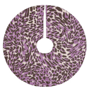 Saia Para Árvore De Natal De Poliéster Impressão Leopardo, Padrão Animal Clássico.