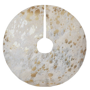 Saia Para Árvore De Natal De Poliéster Impressão Metálico Dourado de Cowhide no Natal Oci