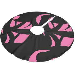 Saia Para Árvore De Natal De Poliéster Incrível Arte Moderna Rosa / Preto