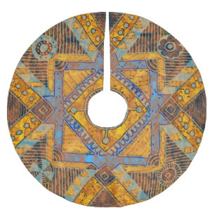 Saia Para Árvore De Natal De Poliéster Indiano Floral Paisley: Medalhão Étnico.