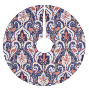 Saia Para Árvore De Natal De Poliéster Indiano Paisley: Medalhão Floral Sem Selo.