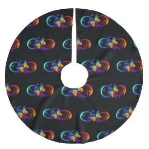 Saia Para Árvore De Natal De Poliéster Infinidade vibrante com borboleta arco-íris a pret