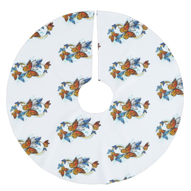 Saia Para Árvore De Natal De Poliéster Infinity of Monarch Butterflies (Frente)