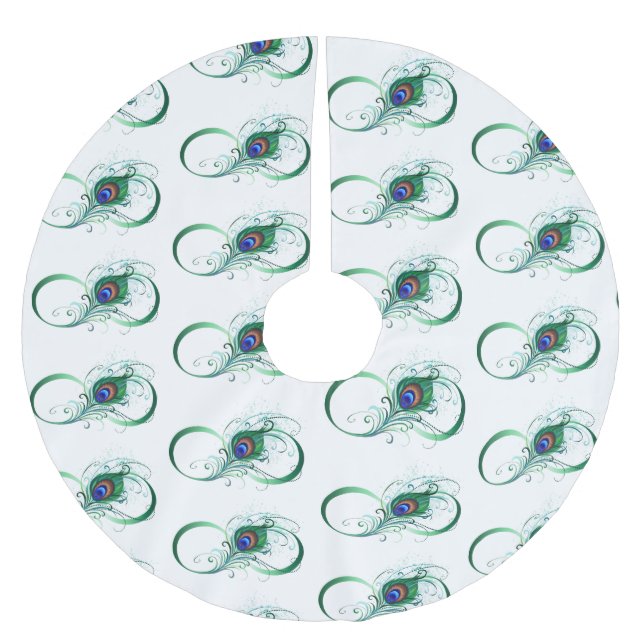 Saia Para Árvore De Natal De Poliéster Infinity Symbol with Peacock Feather (Frente)