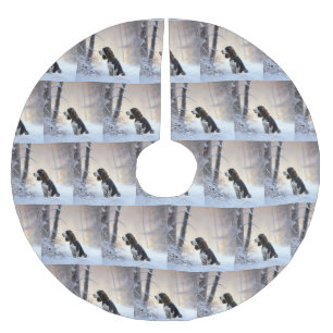 Saia Para Árvore De Natal De Poliéster Inglês Springer Spaniel Deixe-o nevar Natal