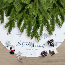 Saia Para Árvore De Natal De Poliéster Inverno branco Deixe nevar nome personalizado