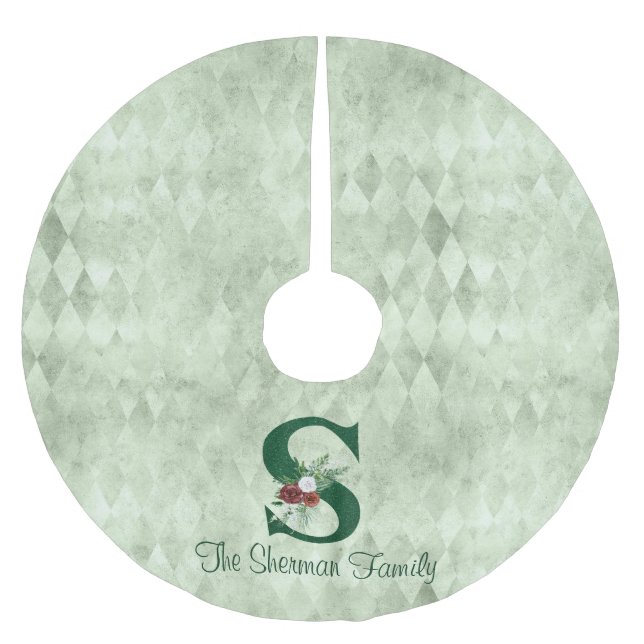 Saia Para Árvore De Natal De Poliéster Inverno Floral Ilustrado S Personalizado (Frente)