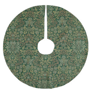Saia Para Árvore De Natal De Poliéster Jardim de Flores William Morris -Verdes