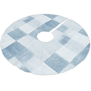 Saia Para Árvore De Natal De Poliéster Jeans de Ganga Azul Branco Falso Natal