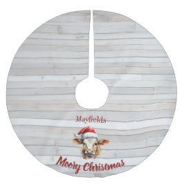 Saia Para Árvore De Natal De Poliéster Jersey Cow Barn Wood "Moory Christmas"