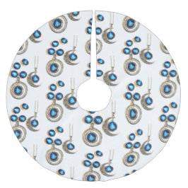 Saia Para Árvore De Natal De Poliéster Joias de Natal Árvore azul clara Lua clara