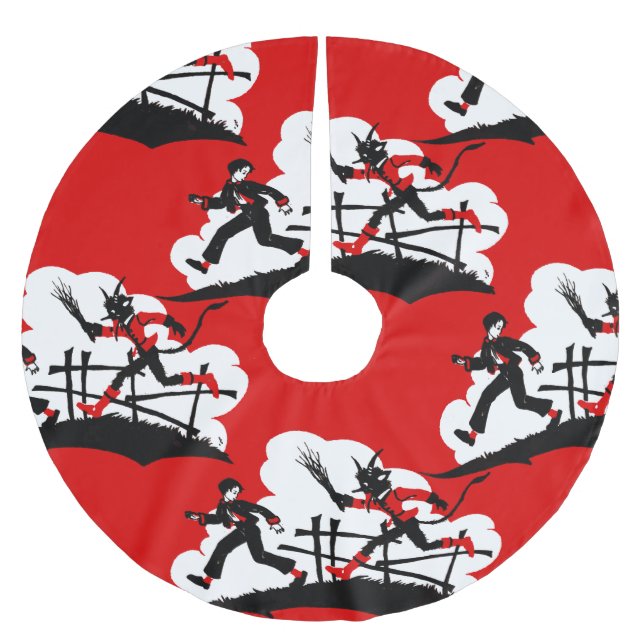 Saia Para Árvore De Natal De Poliéster krampus de natal (Frente)