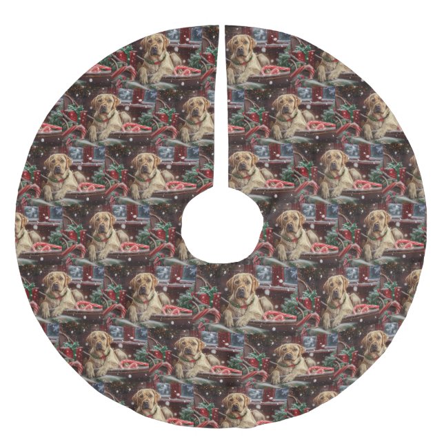 Saia Para Árvore De Natal De Poliéster Labrador Cachorro Natal Festivo (Frente)