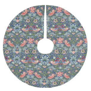 Saia Para Árvore De Natal De Poliéster Ladrão de Morango William Morris Azul Marinho Cora