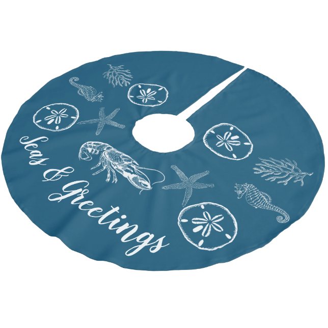 Saia Para Árvore De Natal De Poliéster Lagosta de Maine e Camiseiros (Inclinado)