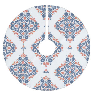 Saia Para Árvore De Natal De Poliéster Laranja Azul Ornamental: Sem costura