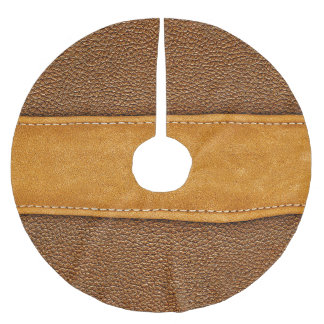 Saia Para Árvore De Natal De Poliéster Leather Luxe: Elegância Marrom Assustada