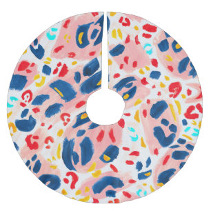 Saia Para Árvore De Natal De Poliéster Leopardo: cor d'água pintada à mão.