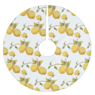 Saia Para Árvore De Natal De Poliéster Limões frescos da Vintage: Design simples