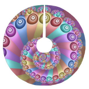 Saia Para Árvore De Natal De Poliéster Linda Arco-Íris Colores Abstrato de Arte Fractal
