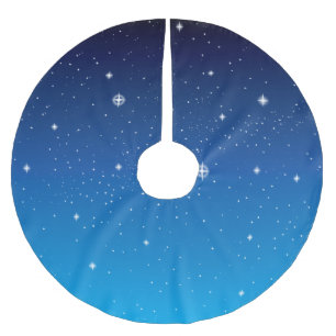 Saia Para Árvore De Natal De Poliéster Linda Noite Azul Estrelada