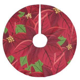 Saia Para Árvore De Natal De Poliéster Linda Poinsettia Tree Skirt