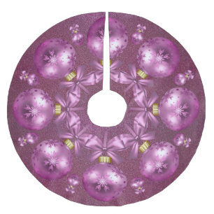 Saia Para Árvore De Natal De Poliéster Lindos ornamentos Cor-de-Rosa